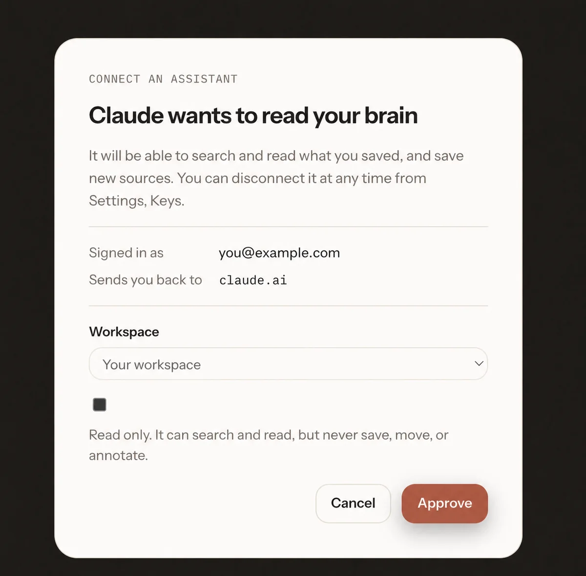 SauceTab connection screen for giving AI tools access to project research
